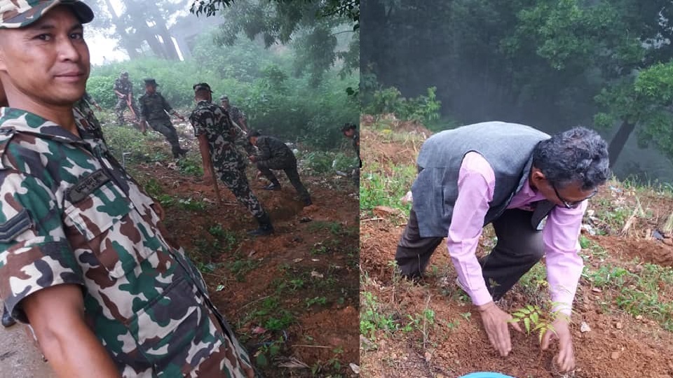 तानसेन नगरलाई हरियाली बनाउने अभियानमा सेनाको सहयोग