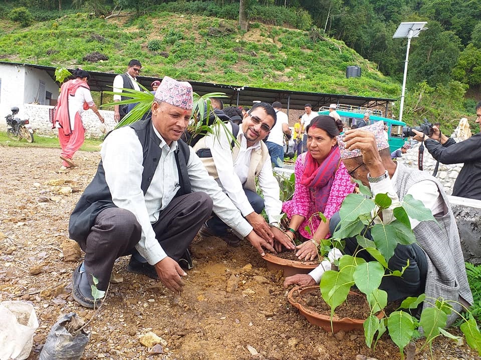 रिब्दीकोटको जलेश्वर क्षेत्रमा पिपल रोपियो