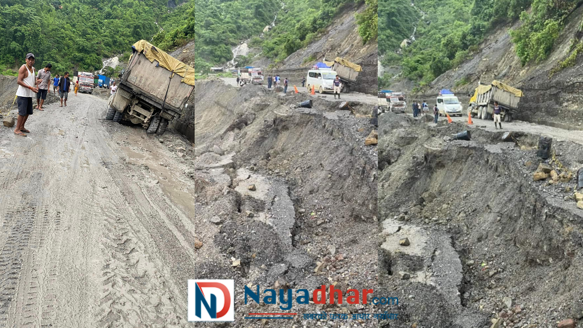 हिउँदे खोलामा सडक भासिएपछि सवारी आवागमनमा समस्या